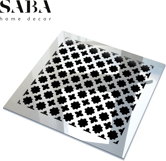 Home Decor Air Vent Cover Grille - Acrylic Fiberglass 14" x 14" Duct Opening (17" x 17" Overall) Mirror Finish, alternate