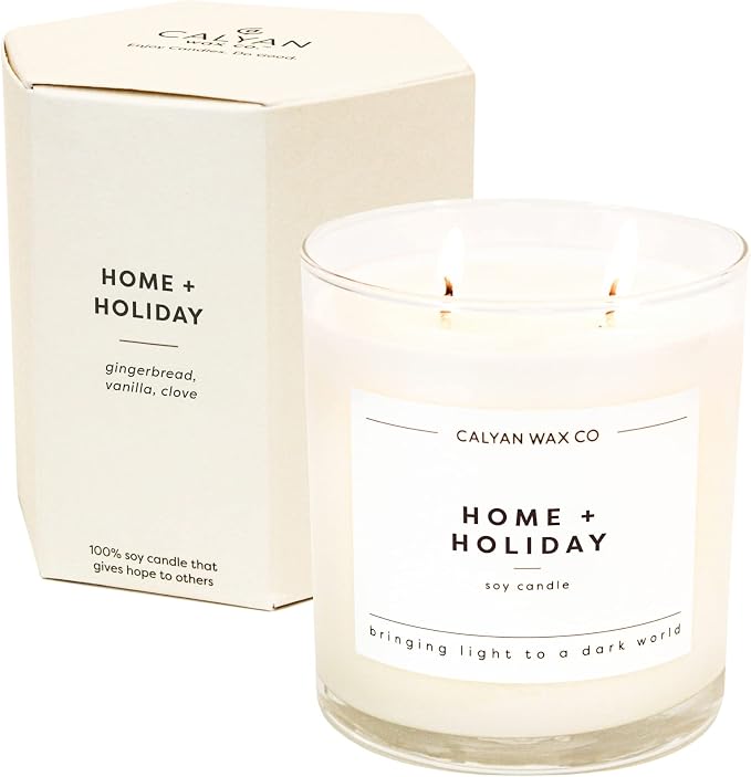 . Home & Holiday 2 Wick Scented Candle - 37 Hour Burn - Luxury made from natural materials Soy Wax Candles, product image