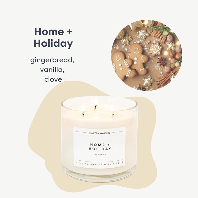 . Home & Holiday 3 Wick Scented Candle - 43 Hour Burn - Luxury 3 Wick Soy Candles, alternate product view 2