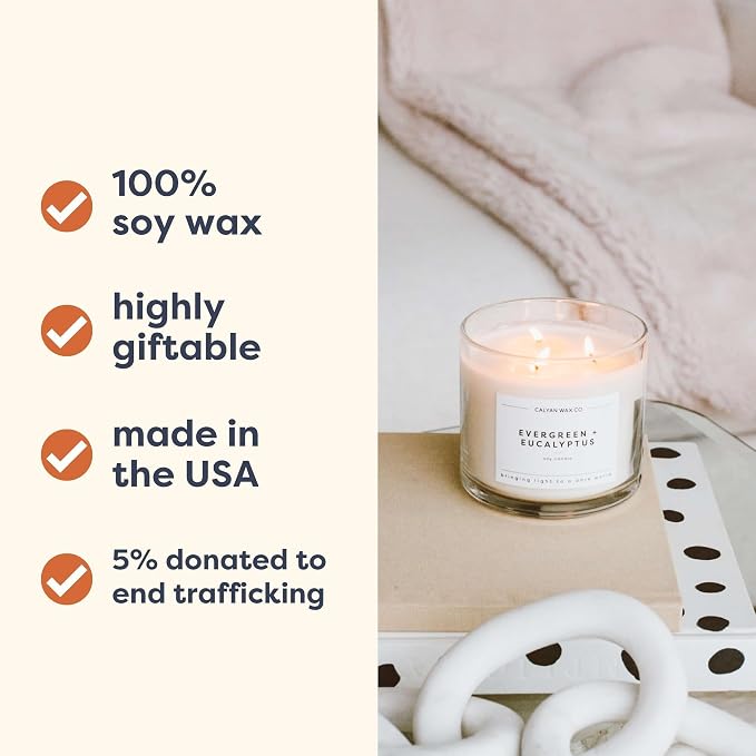 . Home & Holiday 3 Wick Scented Candle - 43 Hour Burn - Luxury 3 Wick Soy Candles, alternate product view 3