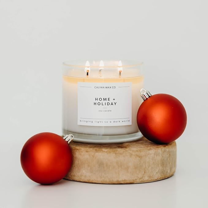 . Home & Holiday 3 Wick Scented Candle - 43 Hour Burn - Luxury 3 Wick Soy Candles, alternate product view 5