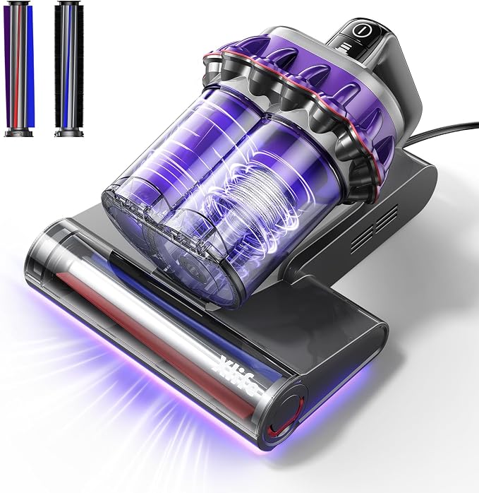 Home Mattress Vacuum Cleaner, Bed Vacuum with 2 Roller Brushes for Pet Hair, 253.7nm UV-C Light, 140F° Heating, product image