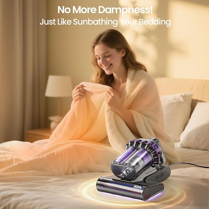Home Mattress Vacuum Cleaner, Bed Vacuum with 2 Roller Brushes for Pet Hair, 253.7nm UV-C Light, 140F° Heating, alternate