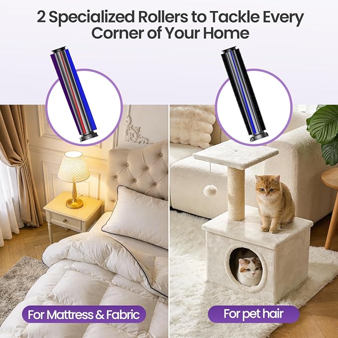 Home Mattress Vacuum Cleaner, Bed Vacuum with 2 Roller Brushes for Pet Hair, 253.7nm UV-C Light, 140F° Heating, alternate