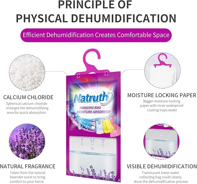 Home Moisture Absorber 7 HangingPackets(9.8oz*7)+ 3 Portable Boxs (10.5oz*3), Dehumidifiers with Lavender, alternate product