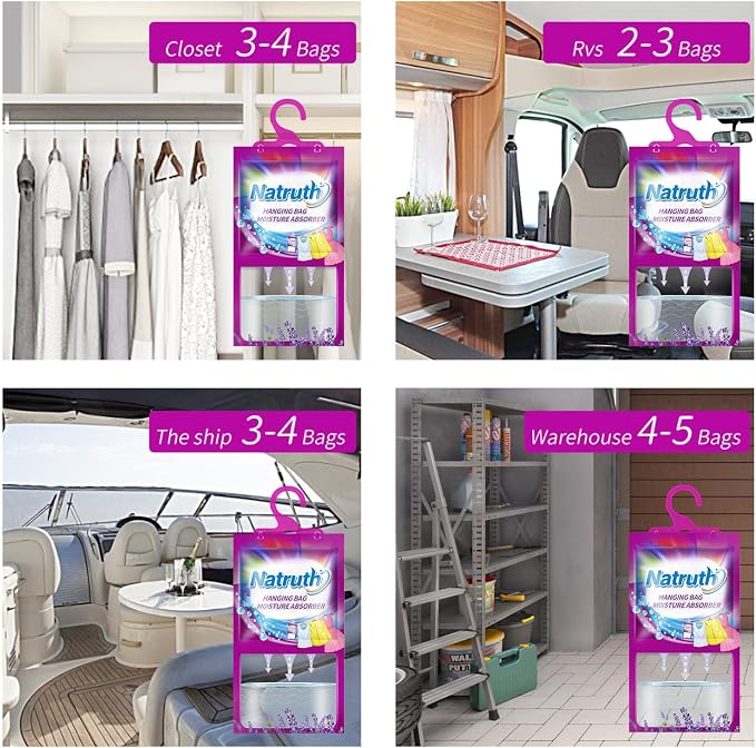 Home Moisture Absorber 7 HangingPackets(9.8oz*7)+ 3 Portable Boxs (10.5oz*3), Dehumidifiers with Lavender, alternate product