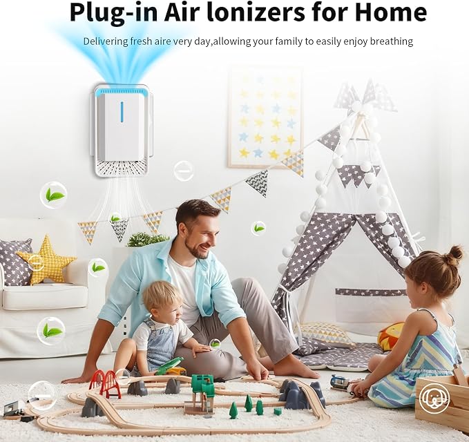 Home Negative Ion Air Purifier 6 Pack, Plug In Air Purifier & Mini Portable Silent Air Freshener for Dust Mites in Bedroom