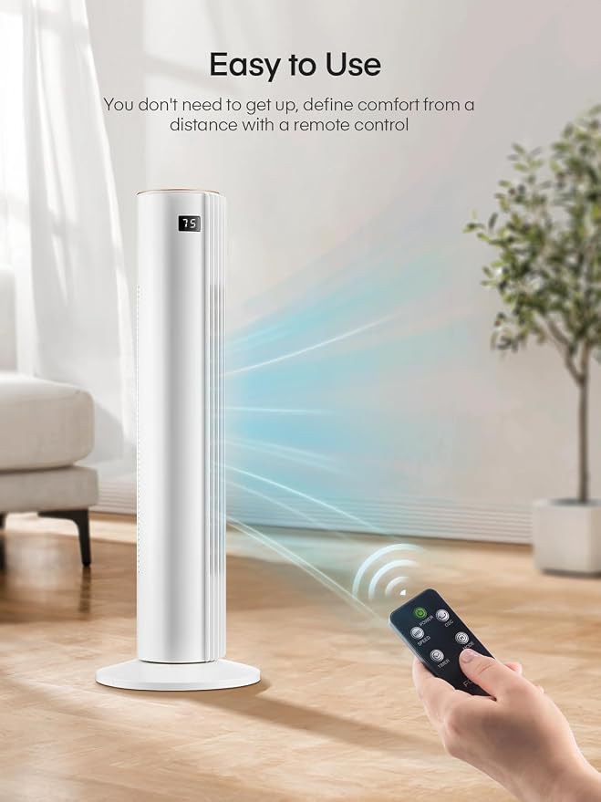 Home Tower Fan for Bedroom, Quiet Oscillating Floor Fans with 70°, Remote Control, 3 Modes, 3 Speeds, 12H Timer, alternate