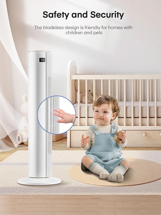 Home Tower Fan for Bedroom, Quiet Oscillating Floor Fans with 70°, Remote Control, 3 Modes, 3 Speeds, 12H Timer, alternate