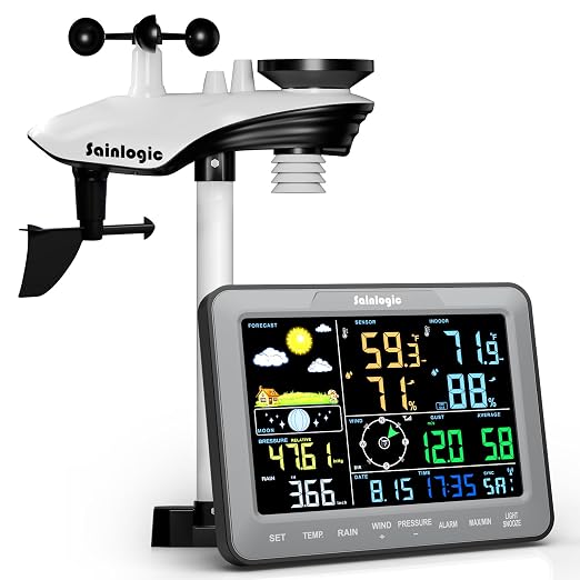 Home Weather Station with Weather Stations Wireless Indoor Outdoor and Rain Gauge Outdoor for Temperture