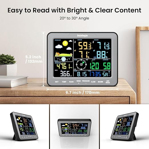 Home Weather Station with Weather Stations Wireless Indoor Outdoor and Rain Gauge Outdoor for Temperture, alternate view 2