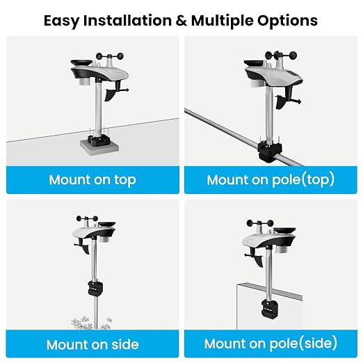 Home Weather Station with Weather Stations Wireless Indoor Outdoor and Rain Gauge Outdoor for Temperture, alternate view 3