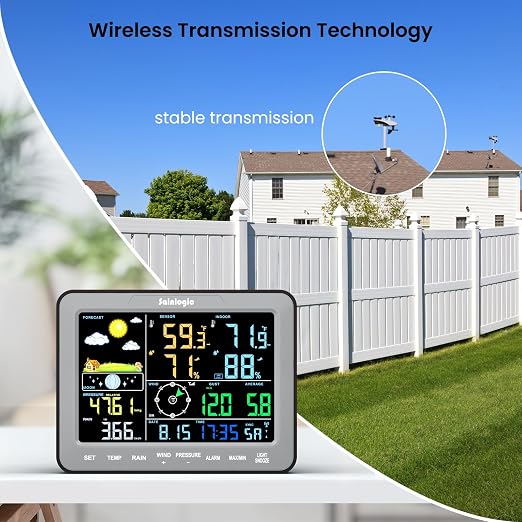 Home Weather Station with Weather Stations Wireless Indoor Outdoor and Rain Gauge Outdoor for Temperture, alternate view 6