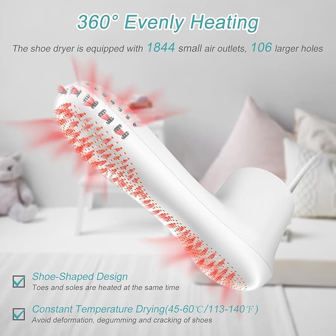 Shoe Dryer and Deodorizer -Enhanced Deodorising, Boot Dryer with Timer Shoes Socks Heater Boots Warmer