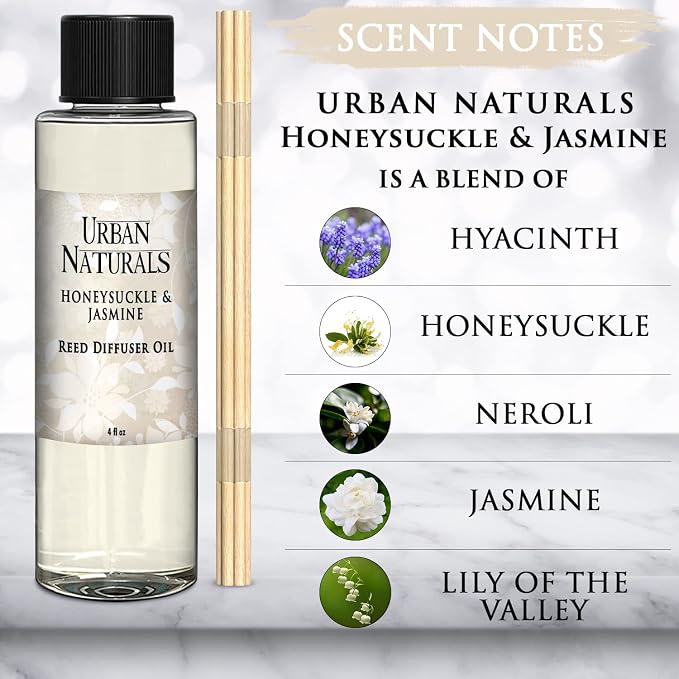 Honeysuckle & Jasmine Reed Diffuser Oil Refill | Beautiful Floral Fragrance | Hyacinth, Neroli, Iris, alternate product view