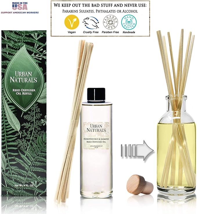 Honeysuckle & Jasmine Reed Diffuser Oil Refill | Beautiful Floral Fragrance | Hyacinth, Neroli, Iris, alternate product view