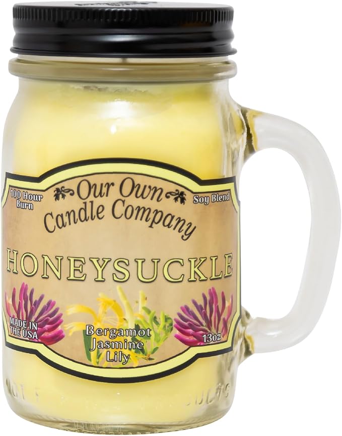 Honeysuckle Scented Mason Jar Candle, 100 Hour Burn Time, 13 Ounces, product image