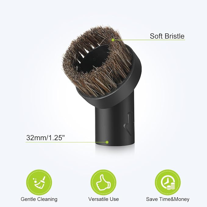 Horse Hair Brush Vacuum Attachments Compatible with V15 V12 V11 V10 V8 V7 V6 Vacuum Cleaner, 1.25" Soft Vacuum Dust