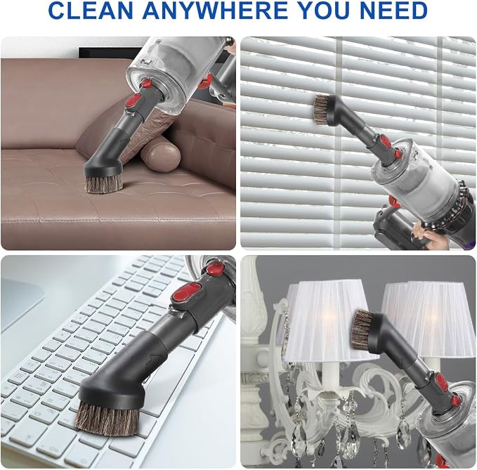 Horse Hair Brush Vacuum Attachments Compatible with V15 V12 V11 V10 V8 V7 V6 Vacuum Cleaner, 1.25" Soft Vacuum Dust