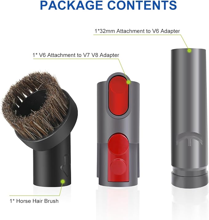 Horse Hair Brush Vacuum Attachments Compatible with V15 V12 V11 V10 V8 V7 V6 Vacuum Cleaner, 1.25" Soft Vacuum Dust