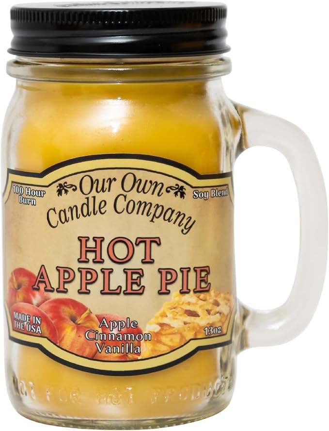 Hot Apple Pie Scented Mason Jar Candle, 100 Hour Burn Time, Made in The USA - 13 Ounces, product image