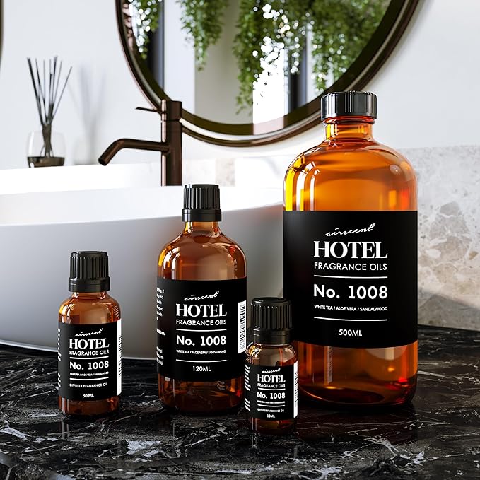 Hotel Diffuser Oil No. 1008 - White Tea, Aloe Vera & Sandalwood - Premium Fragrance Oil for Ultrasonic and Waterless