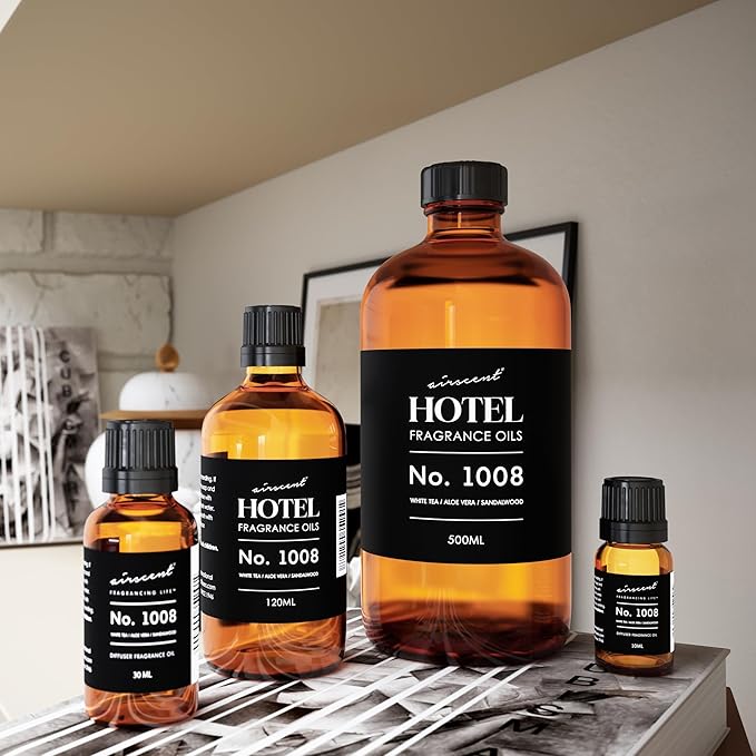 Hotel Diffuser Oil No. 1008 - White Tea, Aloe Vera & Sandalwood - Premium Fragrance Oil for Ultrasonic and Waterless