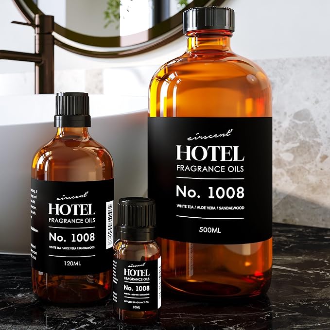 Hotel Diffuser Oil No. 1008 - White Tea, Aloe Vera & Sandalwood - Premium Fragrance Oil for Ultrasonic and Waterless