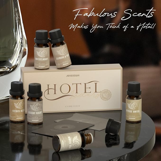 Hotel Diffuser Oils Gift Set, Hotel Scent Essential Oils for Diffuser, Luxury Fragrance Oil Blend - Jasmine & Mint, White