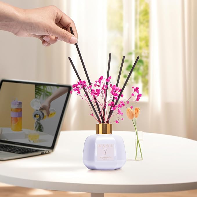 Hotel Reed Diffuser - Inspired by Ritz Carlton Hotel | 3.4oz Vanilla Strawberry Scent Diffusers for Home | Preserved Real