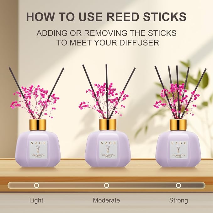 Hotel Reed Diffuser - Inspired by Ritz Carlton Hotel | 3.4oz Vanilla Strawberry Scent Diffusers for Home | Preserved Real