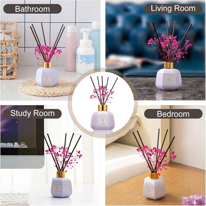Hotel Reed Diffuser - Inspired by Ritz Carlton Hotel | 3.4oz Vanilla Strawberry Scent Diffusers for Home | Preserved Real