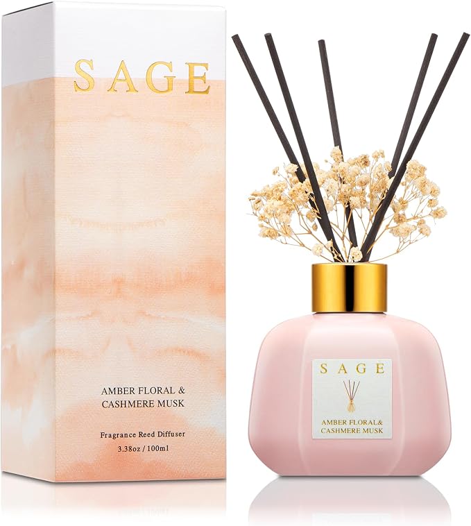 Hotel Reed Diffuser - Inspired Shangri-La Room Scent | 3.4oz Lavender & Cashmere Musk Scent Diffusers for Home | Preserved