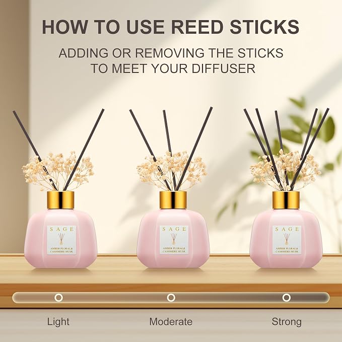 Hotel Reed Diffuser - Inspired Shangri-La Room Scent | 3.4oz Lavender & Cashmere Musk Scent Diffusers for Home | Preserved
