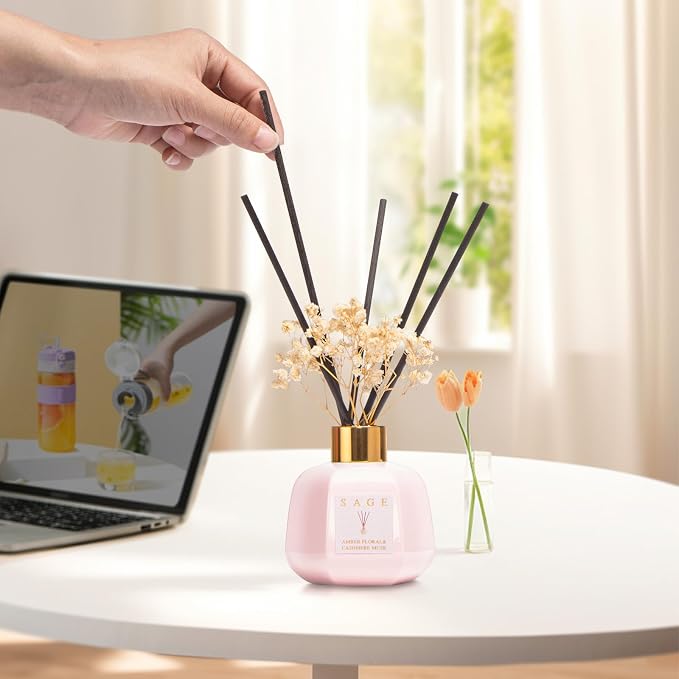 Hotel Reed Diffuser - Inspired Shangri-La Room Scent | 3.4oz Lavender & Cashmere Musk Scent Diffusers for Home | Preserved