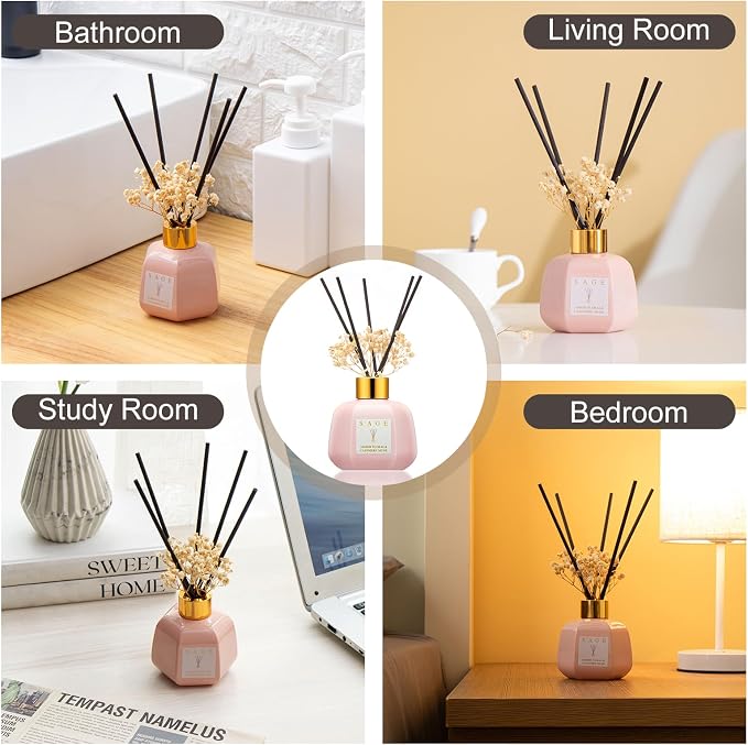 Hotel Reed Diffuser - Inspired Shangri-La Room Scent | 3.4oz Lavender & Cashmere Musk Scent Diffusers for Home | Preserved