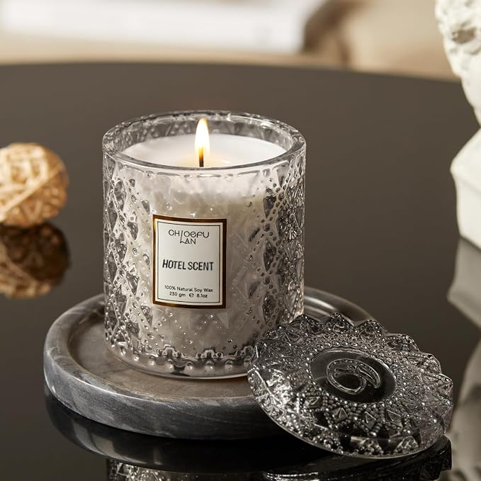 Hotel Scented Candle Natural Essential Oil, Luxury Scented Soy Jar Candle Gifts, Highly Scented, 8.1oz, Unique Blend to