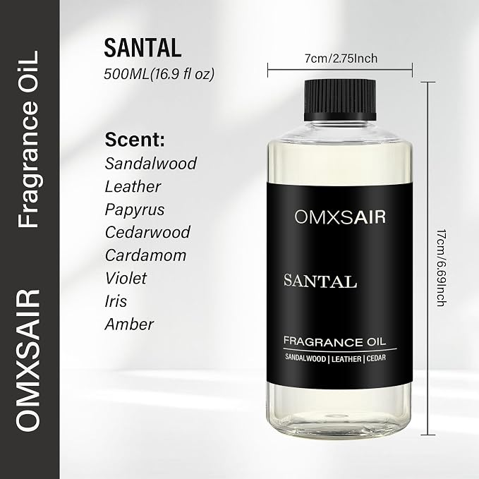 Hotel Scnet Diffuser Oil Santal 16.9Fl Oz(500ml) Value Size - Air Freshener Hotel&Car,Home- Luxury Essential Oils for