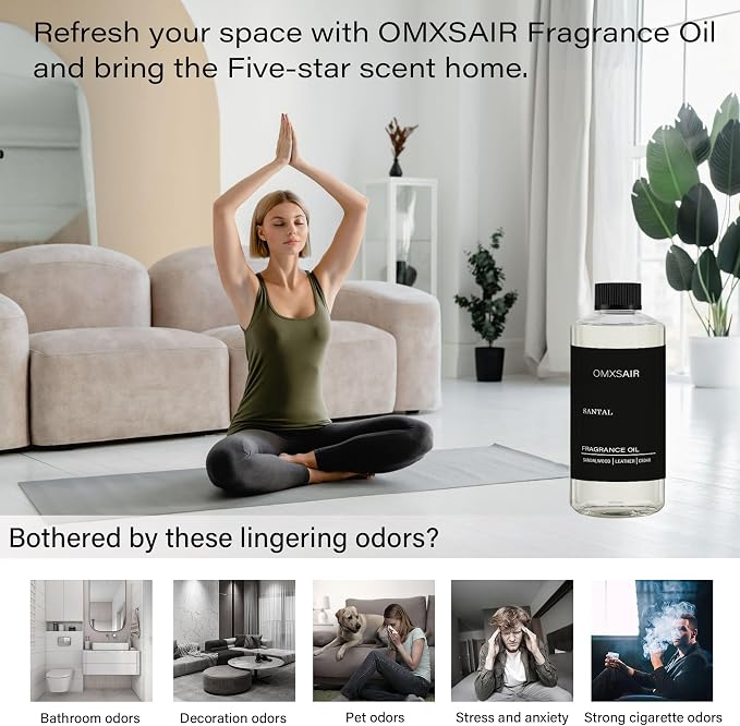 Hotel Scnet Diffuser Oil Santal 16.9Fl Oz(500ml) Value Size - Air Freshener Hotel&Car,Home- Luxury Essential Oils for