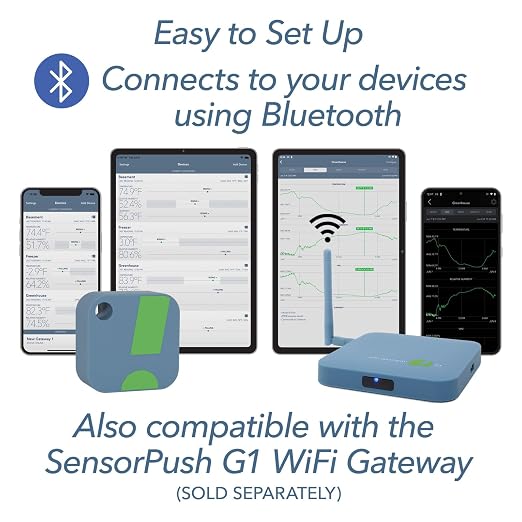 HT1 Smart Temperature Sensor & Humidity Sensor - Thermometer & Hygrometer w/App Monitoring - Indoor/Outdoor Temperature and