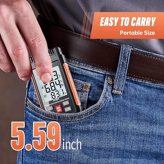 HT607 Temperature Humidity Meter High Precision Digital Hygrometer with Ambient, Relative Humidity, Dew Point, alternate