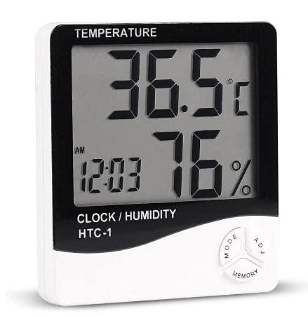 HTC-1 Digital Hygrometer Indoor Thermometer Clock/Alarm Humidity Meter Room Thermometer with Temperature and Humidity Monitor