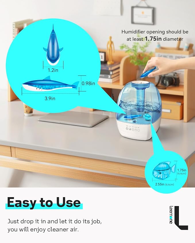 Humidifier Cleaner Float Shark & Fish -Humidifier Accessories Compatible with All Humidifiers and Fish Tanks(6 Pack)