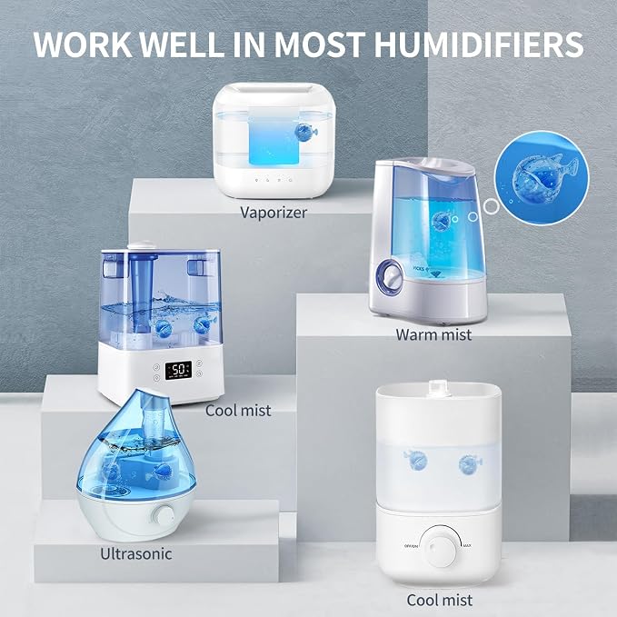 Humidifier Cleaning Fish: 12 Packs Humidifier Tank Cleaner Ball Compatible with Most Humidifiers, Purifier Water, alternate