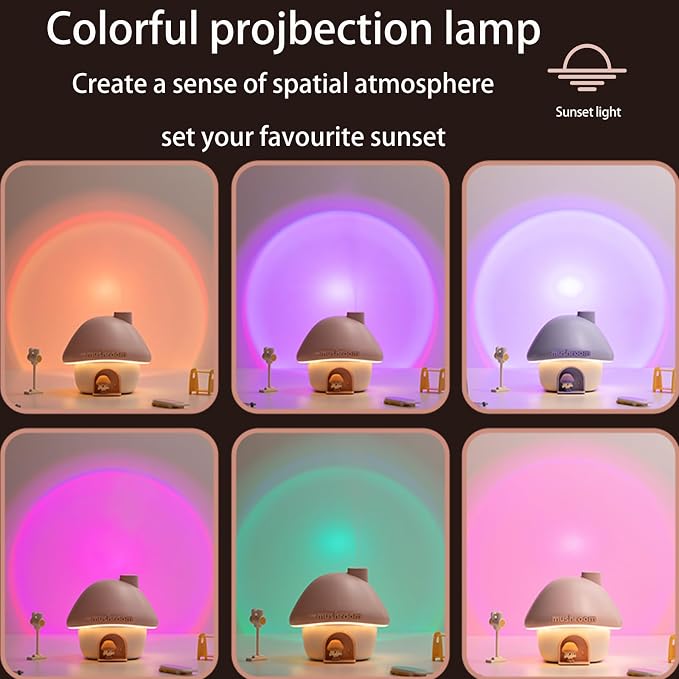 Humidifier for Bedroom,Portable Humidifier,Baby humidifiers with 7 modes of sunset atmosphere lighting and 2 modes of night