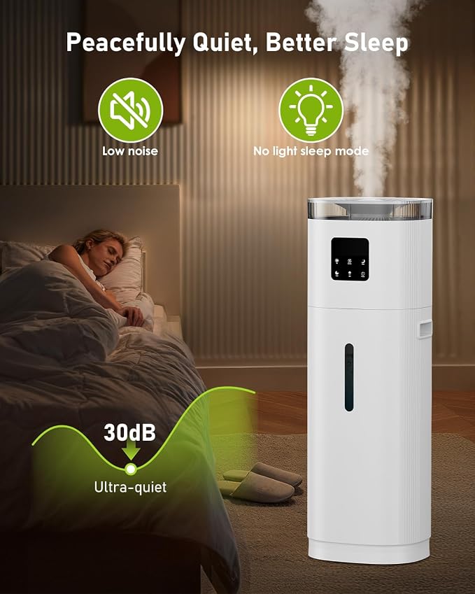 Humidifier Large Room, 4.8Gal/18L Top Fill Whole House Humidifier for 2000 sq.ft, 800ml/h Cool Mist, 30%-95% Custom Humidity