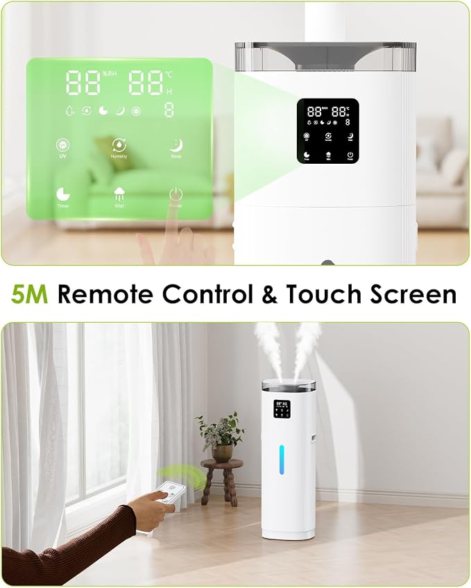 Humidifier Large Room, 4.8Gal/18L Top Fill Whole House Humidifier for 2000 sq.ft, 800ml/h Cool Mist, 30%-95% Custom Humidity