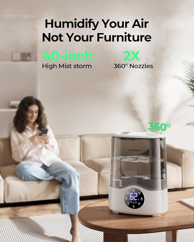 Humidifier Large Room, 7L (807ft2) Smart Warm and Cool Mist, Top-Fill Humidifiers for Bedroom Baby Nursery Grow Tent
