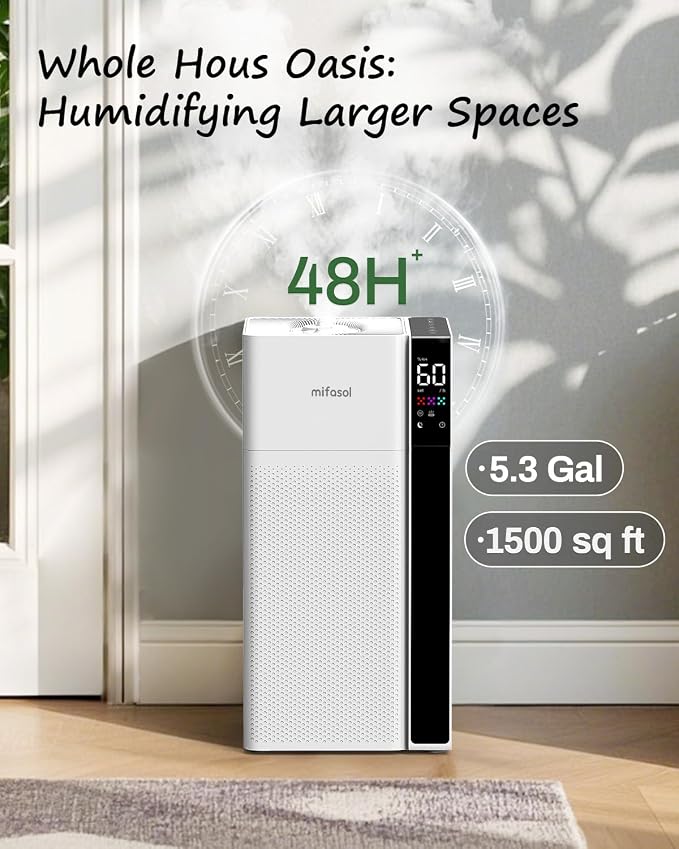 Humidifier Large Room Warm and Cool Mist, 5.3Gal/20L Humidifiers for Home 1500 sq ft, Double Nozzles Whole House Humidifier