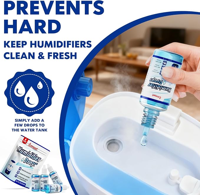 Humidifier Treatment Drops Concentrate Cleaner Reduces Buildup & Scaling, Deodorizes Water, Fits All Models, 400+ Day Supply